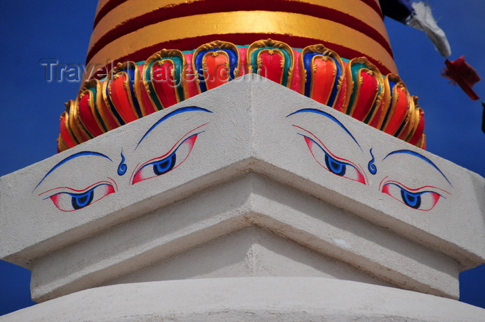 usa589: El Rito, New Mexico, USA: Kagu Mila Guru Stupa - Harmika atop the dome - Buddha's eyes - the 'question mark', the Nepalese character for number 1, symbolises unity and the way to enlightment - photo by M.Torres - (c) Travel-Images.com - Stock Photography agency - Image Bank