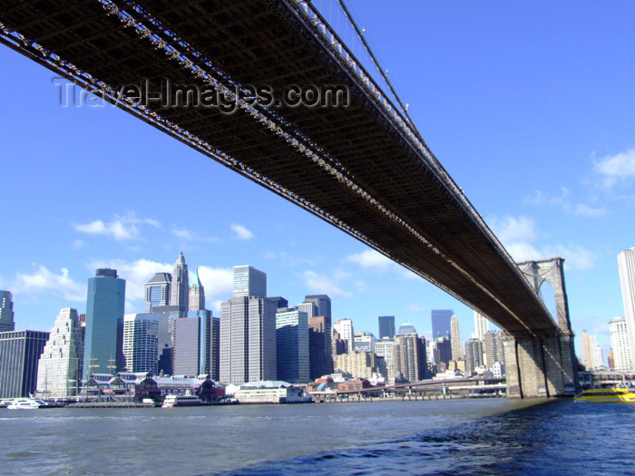 usa604: New York City: under the Brooklyn Bridge - the deck - photo by M.Bergsma - (c) Travel-Images.com - Stock Photography agency - Image Bank
