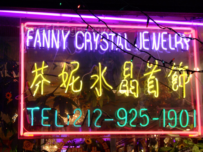 usa605: Manhattan (New York City): Chinatown - neon - crystal jewelry - photo by M.Bergsma - (c) Travel-Images.com - Stock Photography agency - Image Bank
