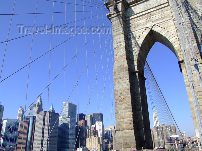 usa661: New York City: Brooklyn Bridge and the city - Cable-stayed bridge - photo by M.Bergsma - (c) Travel-Images.com - Stock Photography agency - Image Bank