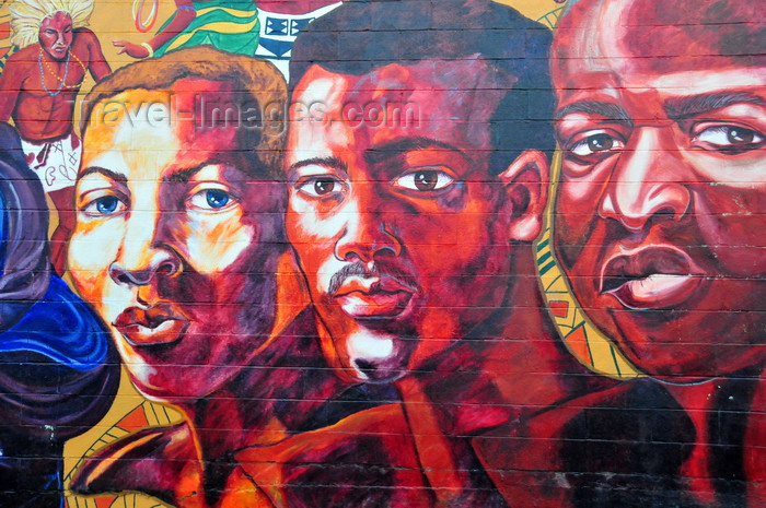 usa768: Kansas City, KS, USA: African American mural - African faces - 'Dawing of a New Day'- 1207 7th street North- photo by M.Torres - (c) Travel-Images.com - Stock Photography agency - Image Bank