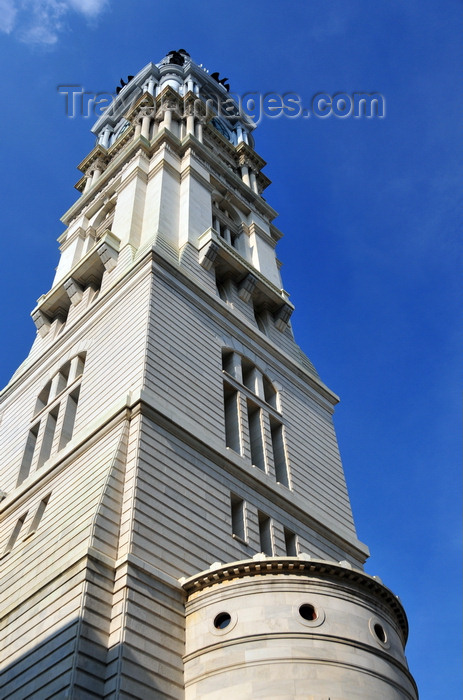 usa802: Philadelphia, Pennsylvania, USA: City Hall clock tower - the world's tallest masonry building - statue of WIlliam Penn is on the top - photo by M.Torres - (c) Travel-Images.com - Stock Photography agency - Image Bank