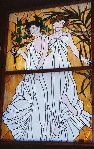 usa852: USA - Fort Smith (Arkansas): old brothel - Miss Laura's Social Club - stain glass window on the stairway to paradise - photo by G.Frysinger - (c) Travel-Images.com - Stock Photography agency - Image Bank