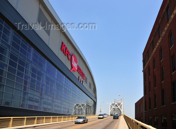 usa885: Louisville, Kentucky, USA: KFC Yum Center and entry to the Clark Bridge - used by the Louisville Cardinals basketball team - photo by M.Torres - (c) Travel-Images.com - Stock Photography agency - Image Bank