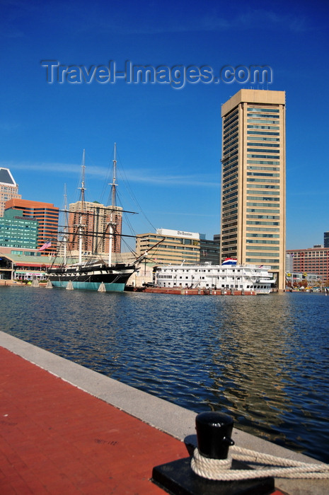 usa893: Baltimore, Maryland, USA: WTC, USS Constellation, American Star - view north the west Shore of the Inner Harbor - photo by M.Torres - (c) Travel-Images.com - Stock Photography agency - Image Bank