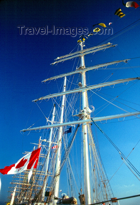 usa948: California: masts of a tall ship - Canadian flag - photo by J.Fekete - (c) Travel-Images.com - Stock Photography agency - Image Bank