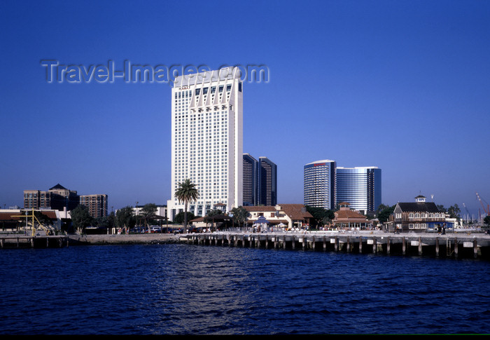 usa957: San Diego (California): Sea Port with Hyatt and Marriott hotels in background - photo by J.Fekete - (c) Travel-Images.com - Stock Photography agency - Image Bank