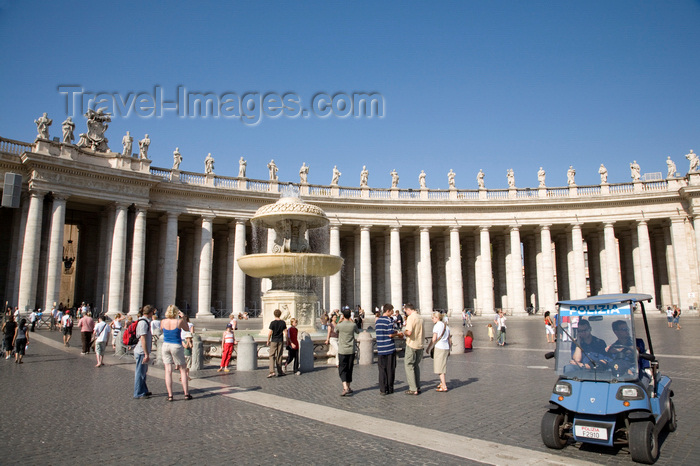 vatican46: Vatican City, Rome - Saint Peter's square - police 'car' and colonnade with an entabulature of the simple Tuscan Order, designed by Bernini - photo by I.Middleton - (c) Travel-Images.com - Stock Photography agency - Image Bank