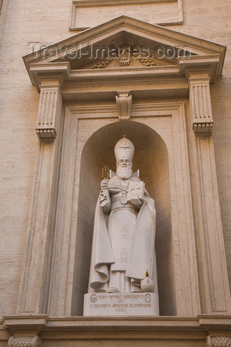 vatican50: Vatican City, Rome - Saint Peters Basilica - Carrara marble statue of St. Gregory the Illuminator holding the Armenian Holy Cross - by Khatchik Kazandjian - photo by I.Middleton - (c) Travel-Images.com - Stock Photography agency - Image Bank