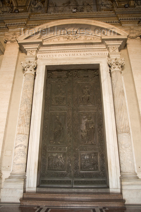 vatican53: Vatican City, Rome - entrance to Saint Peters Basilica - bronze door by Filarete / Antonio Averulino - narthex - photo by I.Middleton - (c) Travel-Images.com - Stock Photography agency - Image Bank