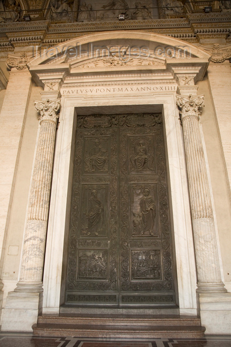 vatican53: Vatican City, Rome - entrance to Saint Peters Basilica - bronze door by Filarete / Antonio Averulino - narthex - photo by I.Middleton - (c) Travel-Images.com - Stock Photography agency - Image Bank