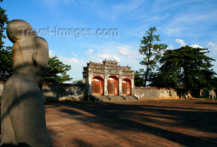 vietnam166: Hue - Vietnam: Minh Mang Mausoleum - statue and gate - photo by Tran Thai - (c) Travel-Images.com - Stock Photography agency - Image Bank
