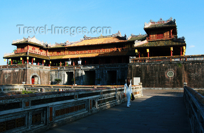 vietnam168: Hue - Vietnam: Imperial Citadel - Ngo Mon, the 'noon' gate - girl walking - photo by Tran Thai - (c) Travel-Images.com - Stock Photography agency - Image Bank