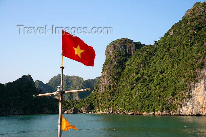 vietnam7: Halong Bay - Vietnam: Vietnamese Flag - photo by Tran Thai - (c) Travel-Images.com - Stock Photography agency - Image Bank
