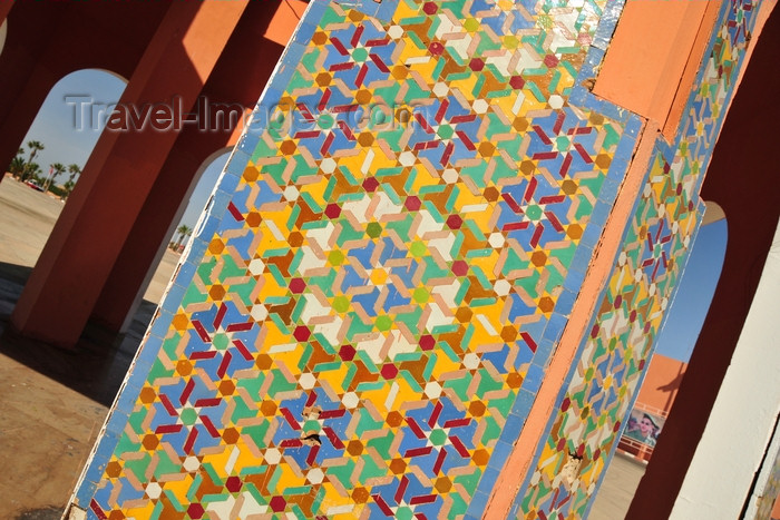 western-sahara117: Laâyoune / El Aaiun, Saguia el-Hamra, Western Sahara: Place du Mechouar - tiles on a tower base - photo by M.Torres - (c) Travel-Images.com - Stock Photography agency - Image Bank