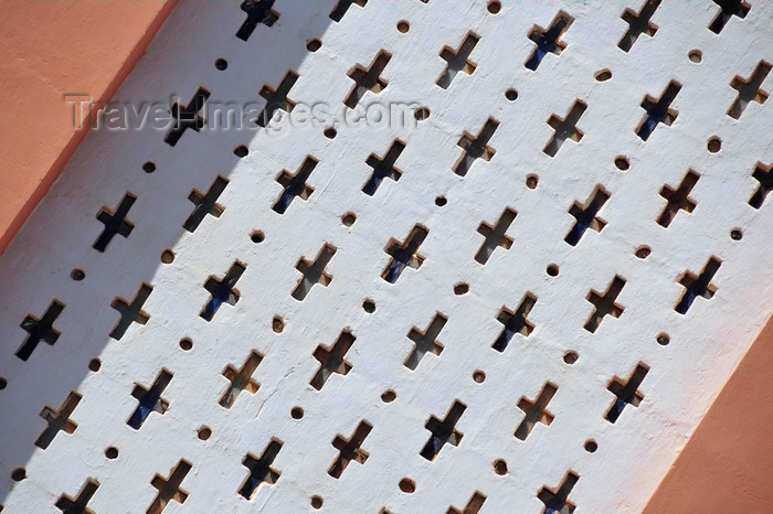 western-sahara125: Laâyoune / El Aaiun, Saguia el-Hamra, Western Sahara: Spanish Cathedral - crosses illuminate the building - photo by M.Torres - (c) Travel-Images.com - Stock Photography agency - Image Bank