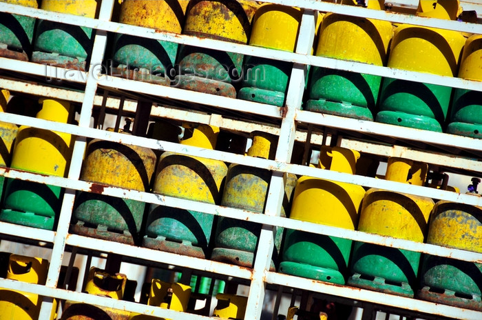 western-sahara67: Laâyoune / El Aaiun, Saguia el-Hamra, Western Sahara: lLiquid butane gas cylinders -  Blvd de Mekka - photo by M.Torres - (c) Travel-Images.com - Stock Photography agency - Image Bank