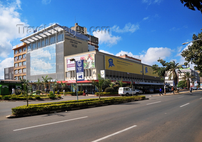 zambia16: Lusaka, Zambia: Cairo Road at Dar es Salaam Place - Madison Life Insurance Company (MLife House) and Chester House behind it - Central Business District - photo by M.Torres - (c) Travel-Images.com - Stock Photography agency - Image Bank