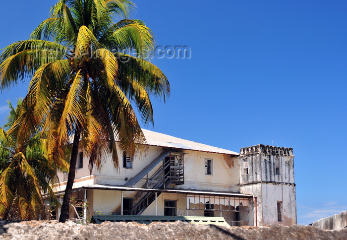 zanzibar106: Stone Town, Zanzibar, Tanzania: coconut trees and old mansion - Shangani - photo by M.Torres - (c) Travel-Images.com - Stock Photography agency - Image Bank