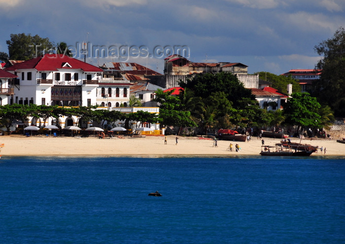 zanzibar115: Stone Town, Zanzibar, Tanzania: Tembo hotel and its beach seen from the ocean - Shangani - photo by M.Torres - (c) Travel-Images.com - Stock Photography agency - Image Bank