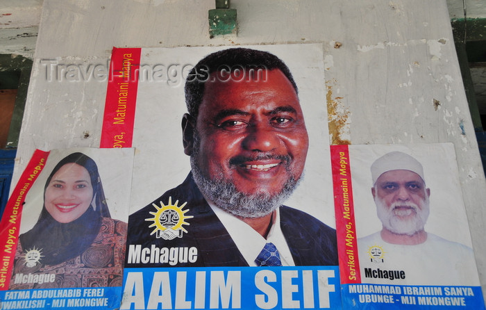 zanzibar181: Stone Town, Zanzibar, Tanzania: electoral campaign posters, including a female candidate - Soko Muhogo area - photo by M.Torres - (c) Travel-Images.com - Stock Photography agency - Image Bank