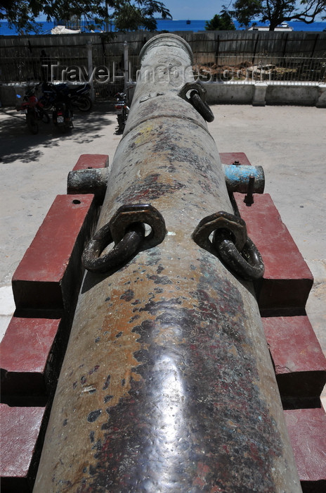 zanzibar29: Stone Town, Zanzibar, Tanzania: Portuguese cannon still aimed at the Indian ocean - House of Wonders - Beit Al-Ajaib - Mizingani Road - photo by M.Torres - (c) Travel-Images.com - Stock Photography agency - Image Bank