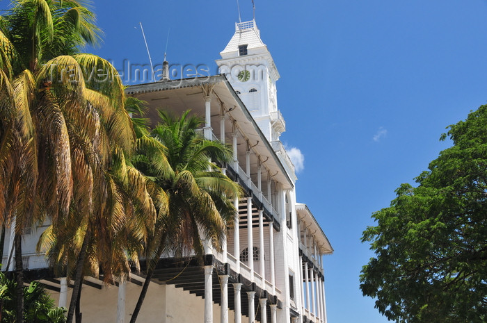 zanzibar32: Stone Town, Zanzibar, Tanzania: coconut trees and the House of Wonders - Beit Al-Ajaib - Mizingani Road - photo by M.Torres - (c) Travel-Images.com - Stock Photography agency - Image Bank