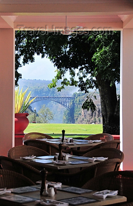 zimbabwe76: Victoria Falls, Matabeleland North, Zimbabwe: Victoria Falls Hotel - view of Victoria Falls Bridge and Batoka Gorge from Stanley's Terrace - photo by M.Torres - (c) Travel-Images.com - Stock Photography agency - Image Bank