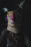 PNG - Papua New Guinea - Young boy with mask in shadow, Murick Lakes (photo by B.Cain)