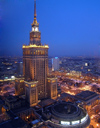 Poland - Warsaw: Palace of Culture and Science - evening - photo by J.Kaman