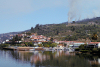 Caldas de Aregos (Resende), portugal: amphitheatre over the river Douro - forest fires rage on the hills / anfiteatro sobre o Rio Douro - fogos florestais junto  povoao - photo by M.Durruti