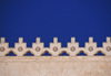 Doha, Qatar: stylized crenulation atop the facade of Waqif art center - Ali Bin Abdullah Street, Souq Al Najada - photo by M.Torres