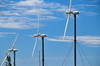 Trfles, Rodrigues island, Mauritius: windfarm - wind turbines Vergnet GEV MP 275-32 - photo by M.Torres