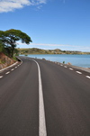 Baie Malgache, Rodrigues island, Mauritius: road along the north coast - photo by M.Torres