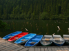 Harghita County, Transylvania, Romania: boats on Lacul Rosu - the red lake - Gyilkos-t - photo by J.Kaman