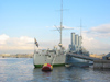 Russia - St. Petersburg: the cruiser Aurora - stern (photo by D.Ediev)