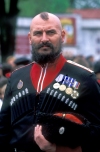 Russia - Kuban - Krasnodar kray: posing cossack - solider - Russian - mr t - decorated war veteran (photo by Vladimir Sidoropolev)