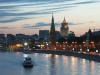 Russia - Moscow: Moskva river and Kremlin -  Beklemishevskaya Tower, Italian architect Marco Fryazin - nocturnal (photo by P.Artus)