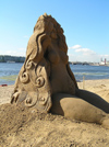 Russia - St Petersburg: Sand sculptures on Neva embankment - lady of the Neva - photo by J.Kaman