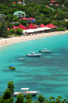 Saint Jean, St. Barts / Saint-Barthlemy: Nikki beach, the place for champagne showers and topless sunbathing - boats on the Baie de Saint Jean - photo by M.Torres