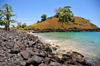 Lagoa Azul, Lobata district, So Tom and Prncipe / STP: baobab and rocky beach / imbondeiro e praia rochosa - photo by M.Torres