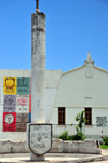 Neves, Lemb district, So Tom and Prncipe / STP: Portuguese pillory and apostolic church / pelorinho e igreja apostlica - photo by M.Torres