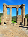 Sant'Angelo, Fluminimaggiore, Sardinia / Sardegna / Sardigna: Punic-Roman temple of Antas - view from the interior - sacred cell built over Carthaginian remains - photo by M.Torres