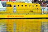 Alghero / L'Alguer, Sassari province, Sardinia / Sardegna / Sardigna: yellow 'submarine' - Mizar I tour boat in the Porto Antico - photo by M.Torres
