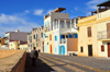 Alghero / L'Alguer, Sassari province, Sardinia / Sardegna / Sardigna: houses with terraces and pergolas along the Marco Polo bastion - photo by M.Torres