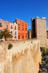 Cagliari, Sardinia / Sardegna / Sardigna: Elephant Tower - view along Via Santa Croce / Terrapieno del Cardona - Torre dell'Elefante - quartiere Castello - photo by M.Torres