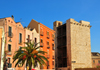 Cagliari, Sardinia / Sardegna / Sardigna: view of Via Santa Croce and the Elephant Tower / Torre dell'Elefante - quartiere Castello - photo by M.Torres