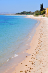 Cagliari, Sardinia / Sardegna / Sardigna: Margine Rosso beach - Poetto beach in the background - Quartu Sant'Elena - photo by M.Torres