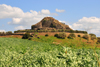 Barumini, Medio Campidano province, Sardinia / Sardegna / Sardigna: Su Nuraxi nuraghic complex - basalt towers - UNESCO World Heritage Site - photo by M.Torres