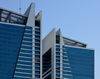 Riyadh, Saudi Arabia: Olaya Towers top floors - twin skyscrapers at Olaya Street and Prince Muhammad Ibn Abdulaziz Road, designed by BDPL Architects, Al Olaya district - photo by M.Torres